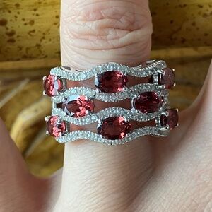 Color Changing Garnet Sterling Silver Cocktail Ring Size 7